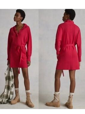 DAILY PRACTICE by Anthropologie | Knit Polo Dress in Dark Pink | Size Medium